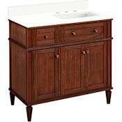 Signature Hardware Elmdale 36" Single Vanity Set with Mahogany Cabinet and Rectangular Porcelain Sink - 8" Widespread Faucet Holes Antique Brown / Arctic White