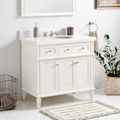 Signature Hardware Elmdale 36" Single Vanity Set with Mahogany Cabinet and Oval Porcelain Sink - 8" Widespread Faucet Holes White / Arctic White