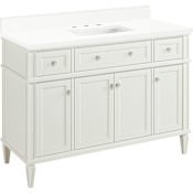 Signature Hardware Elmdale 48" Single Vanity Set with Mahogany Cabinet and Rectangular Porcelain Sink - 8" Widespread Faucet Holes White / Arctic White