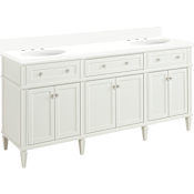 Signature Hardware Elmdale 72" Double Vanity Set with Mahogany Cabinet and Oval Porcelain Sinks - 8" Widespread Faucet Holes White / Arctic White