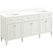 Signature Hardware Elmdale 72" Double Vanity Set with Mahogany Cabinet and Rectangular Porcelain Sinks - 8" Widespread Faucet Holes White / Arctic White