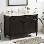 Signature Hardware Elmdale 48" Single Vanity Set with Mahogany Cabinet and Rectangular Porcelain Sink - Single Faucet Hole Charcoal Black / Arctic White
