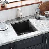 Signature Hardware Totten 17" Drop In / Undermount Single Basin Granite Composite Prep Sink Black