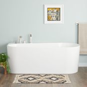 Signature Hardware Dellway 66" Freestanding Acrylic Soaking Tub with Integrated Left Drain and Overflow White