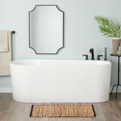 Signature Hardware Dellway 66" Freestanding Acrylic Soaking Tub with Integrated Right Drain and Overflow White