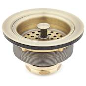 Signature Hardware 3-1/2" Basket Strainer for Sinks up to 1" Thick Aged Brass