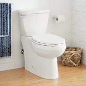 Signature Hardware Bradenton 1.28 GPF Two-Piece Skirted Elongated Bowl Toilet with 12" Rough-In and Left Hand Lever - 16" Bowl Height - Seat Included
 White