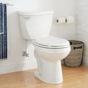 Signature Hardware Bradenton 1.2 GPF Two-Piece Round Bowl Toilet with 14" Rough-In and Left Hand Lever - 16" Bowl Height - Less Seat
 White