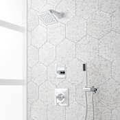 Signature Hardware Vilamonte Pressure Balanced Shower System with Single Function Shower Head, Hand Shower, Shower Arm, Hose, and Valve Trim - Accufit Rough-In Valve Included Chrome