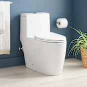 Signature Hardware Sitka 1.28 GPF One Piece Elongated Skirted Chair Height Toilet - Seat Included White