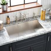 Signature Hardware Sitka 33" Drop In / Undermount Single Basin Stainless Steel Kitchen Sink with 4 Faucet Holes Stainless Steel