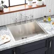 Signature Hardware Sitka 25" Drop In / Undermount Single Basin Stainless Steel Kitchen Sink with 4 Faucet Holes Stainless Steel