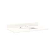 Signature Hardware 37" x 22" Quartz Vanity Top for Rectangular Undermount Sink - 8" Faucet Holes - Porcelain Sink Arctic White