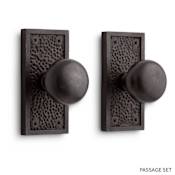 Signature Hardware Traeger Solid Bronze Passage Door Knob Set with 2-3/8" Backset Dark Bronze