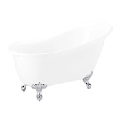 Signature Hardware Ultra 61" Acrylic Soaking Clawfoot Tub with External Drain and Overflow White / Chrome Feet