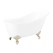 Signature Hardware Ultra 61" Acrylic Soaking Clawfoot Tub - Less External Drain and Overflow White / Brushed Nickel Feet
