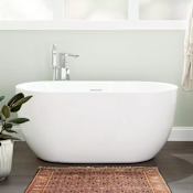Signature Hardware Boyce 61" Free Standing Acrylic Soaking Tub with Integrated Drain and Overflow White / White
