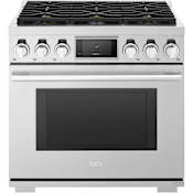 SKS 36 Inch Wide 6.3 Cu. Ft. Free Standing Dual Fuel Range with Sealed Burners and Self Clean Stainless Steel