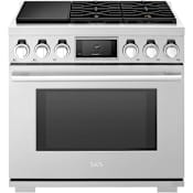 SKS 36 Inch Wide 6.3 Cu. Ft. Free Standing Dual Fuel Range with Built-In Sous Vide Stainless Steel