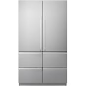 SKS 48 Inch Wide 15 Amp 26 Cu. Ft. Energy Star Certified Panel Ready French Door Refrigerator with LED Lights and Glass Shelves Satin Stainless Steel