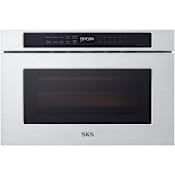 SKS 24 Inch Wide 1.2 Cu. Ft. 900 Watt Drawer Microwave with Easy Touch Automatic Drawer and LED Display Stainless Steel