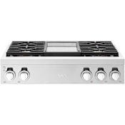 SKS 36 Inch Wide 4 Burner Liquid Propane / Natural Gas Rangetop with Sealed Burners and Front Mounted Controls Stainless Steel
