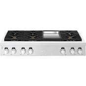 SKS 48 Inch Wide 120 Volt 6 Burner Liquid Propane / Natural Gas Rangetop with Front Mounted Controls Stainless Steel