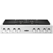 SKS 48 Inch Wide 240 Volt 4 Burner Dual Fuel Rangetop with Induction Burners Stainless Steel