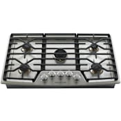 SKS 36 Inch Wide 5 Burner Liquid Propane / Natural Gas Cooktop with Continuous Grates and Hot Surface Light Indicator Stainless Steel