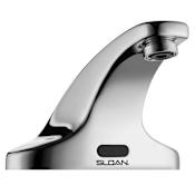 Sloan Sensor Activated, Electronic, 4 inch Centerset Hand Washing Faucet for Tempered or Hot/Cold Water Operation. Battery Powered with Below Deck Mechanical Mixing Valve. Chrome