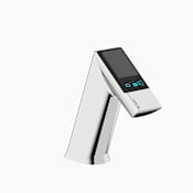Sloan Basys Single Hole Solar Powered Bathroom Faucet with Integrated Mounted Mechanical Mixing Valve and LCD Display Polished Chrome