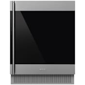 Smeg 23 Inch Wide 38 Bottle Capacity Fingerprint Resistant Built-In Wine Cooler with Removable Shelves and Telescopic Guide Rails Fingerprint Resistant Stainless Steel