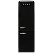Smeg FAB 24 Inch Wide 12.75 Cu. Ft. Energy Star Certified Right Hinge Bottom Freezer Refrigerator with No Frost and Lifeplus Drawer Black