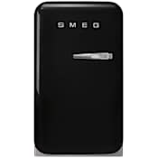 Smeg FAB 16 Inch Wide 1.2 Cu. Ft. Energy Star Certified Left Hinge Compact Freezerless Refrigerator with LED Lights and Adjustable Door Bin Black
