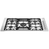 Smeg 36 Inch Wide 5 Burner Natural Gas Cooktop with Sealed Burners and Cast Iron Grates Stainless Steel