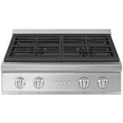 Smeg Portofino Series 30 Inch Wide 4 Burner Natural Gas Rangetop with Sealed Burners and 4 Cooking Zones Stainless Steel