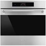 Smeg 24 Inch Wide 2.54 Cu. Ft. Fingerprint Resistant Electric Single Oven with VaporClean and Cool Touch Door Fingerprint Resistant Stainless Steel