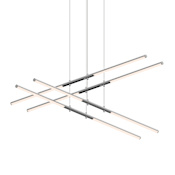 Sonneman Tik-Tak 47-1/2" Wide LED Two Tier Linear Chandelier with Optical Acrylic Shades Polished Chrome
