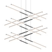 Sonneman Tik-Tak 47-1/2" Wide LED Five Tier Linear Chandelier with Optical Acrylic Shades Polished Chrome