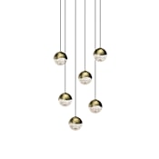 Sonneman Grapes 6 Light 11" Wide LED Suspension Multi Light Pendant Brass