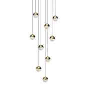 Sonneman Grapes 9 Light 13" Wide LED Suspension Multi Light Pendant Brass