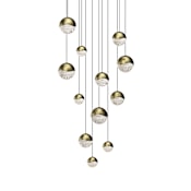 Sonneman Grapes 12 Light 17" Wide LED Suspension Multi Light Pendant Brass