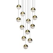 Sonneman Grapes 12 Light 17" Wide LED Suspension Multi Light Pendant Brass