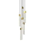 Sonneman V Panels 7" Wide Suspension Multi Light Pendant Brass / Clear