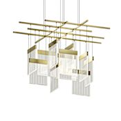 Sonneman V Panels 47" Wide Suspension Multi Light Pendant Brass / Clear
