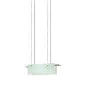 Sonneman Suspended Glass Slim 1 Light LED Chandelier with Etched Shade Satin Nickel