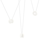 Sonneman Yo-Yo 79" Wide LED Multi Light Pendant with White Glass Shades Natural Anodized