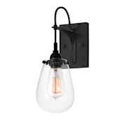 Sonneman Chelsea 1 Light Wall Sconce with Braided Cord & Glass Shade Satin Black