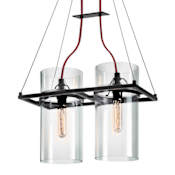 Sonneman Square Ring 2 Light Pendant with Clear Shade Satin Black