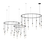 Sonneman Suspenders LED 3-Bar Offset Ring Multi Light Pendant Satin Black / RP16 - Etched Rod